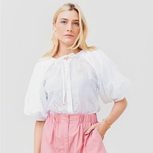 NWT FRAME WOMEN'S EYELET PUFF SLEEVE SHIRT